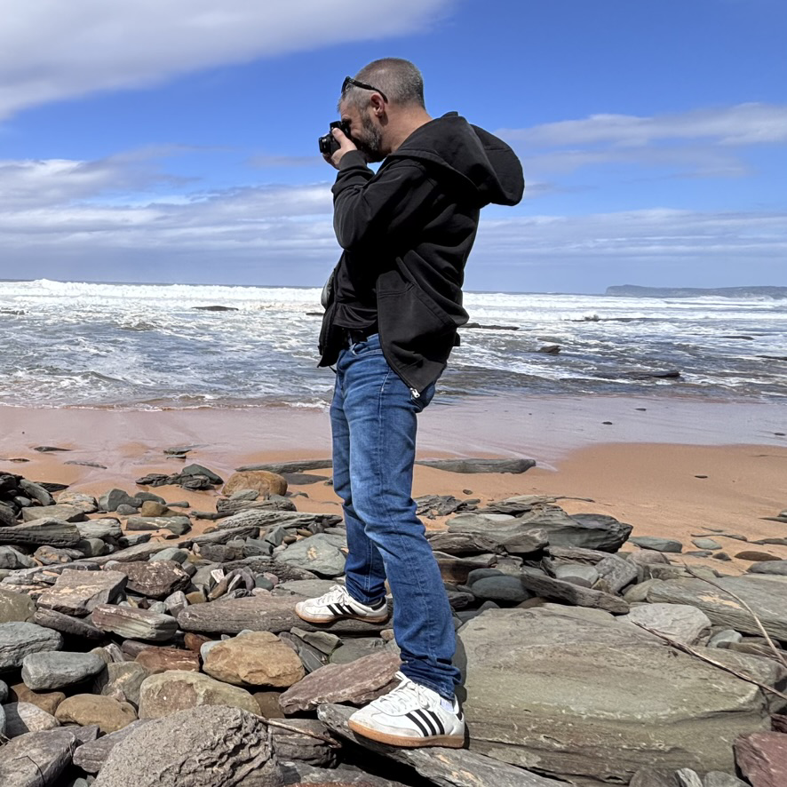 Mark Sinclair photographing on the Central Coast